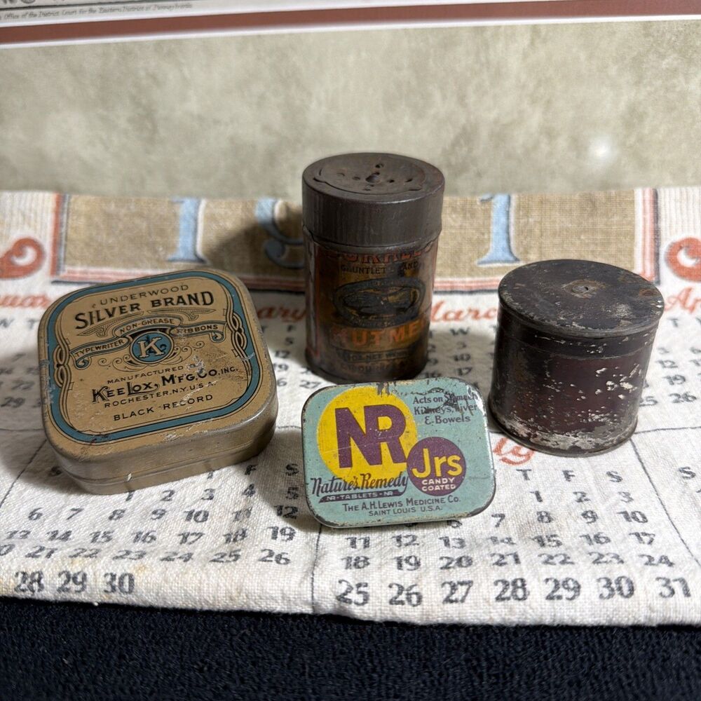 Lot Of 4 Antique & Primitive Tins